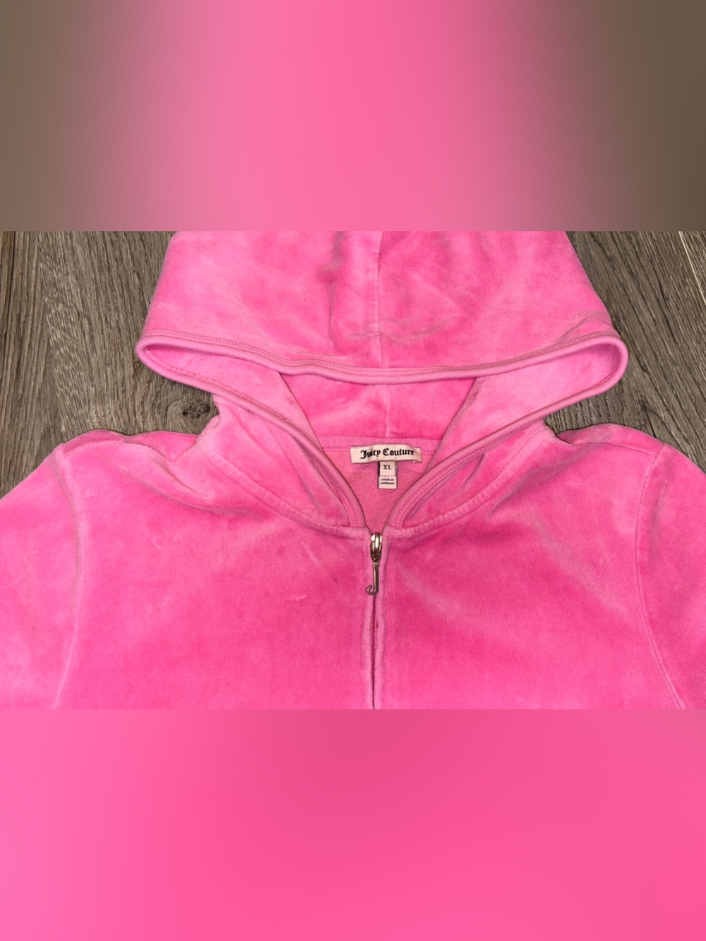 Juicy Couture Hot Pink Velour Zip Hoodie - Picture 4 of 9